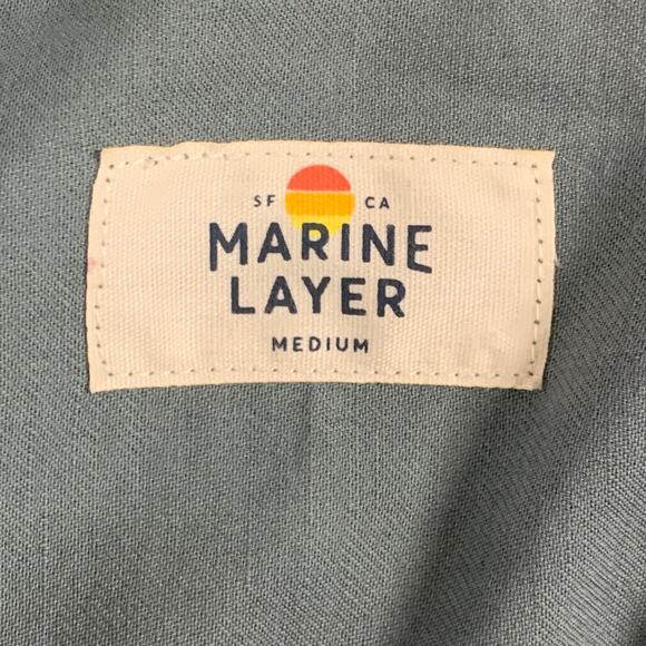 Marine Layer M Cotton Linen Blend Charlotte Utility Jacket Blue Green - Picture 3 of 11